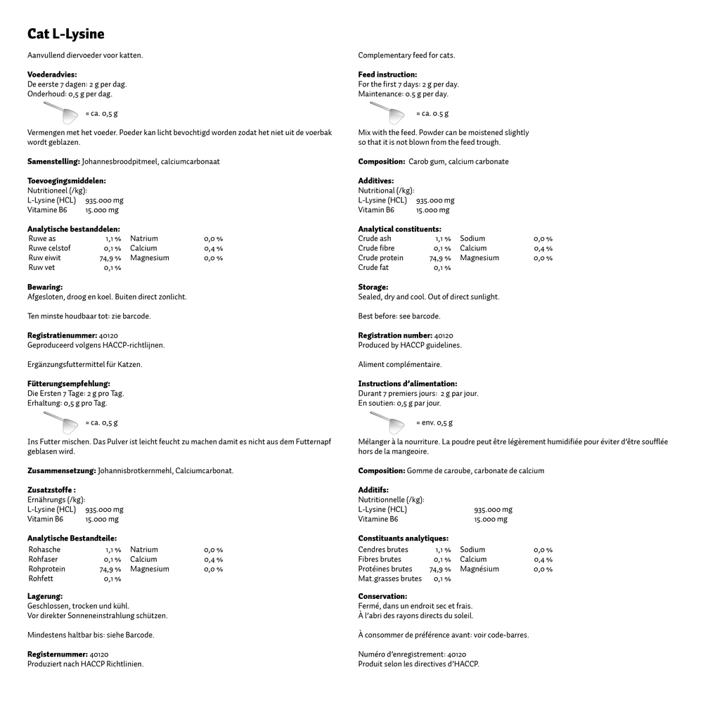 Bijsluiter Cat L-Lysine